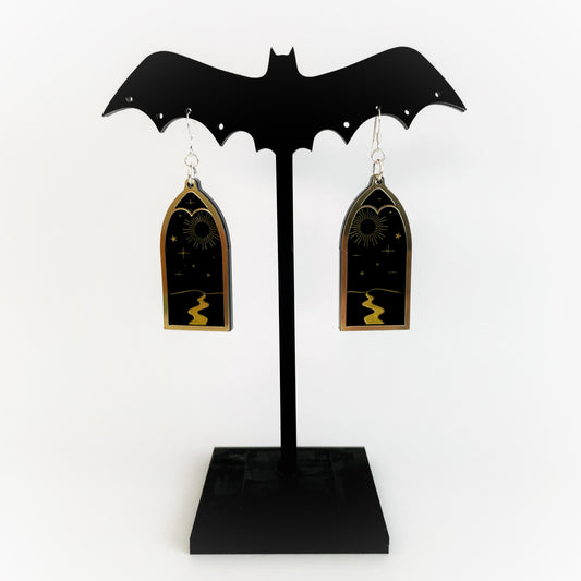 Celestial Night Sky Earrings (Black) - Frame 1