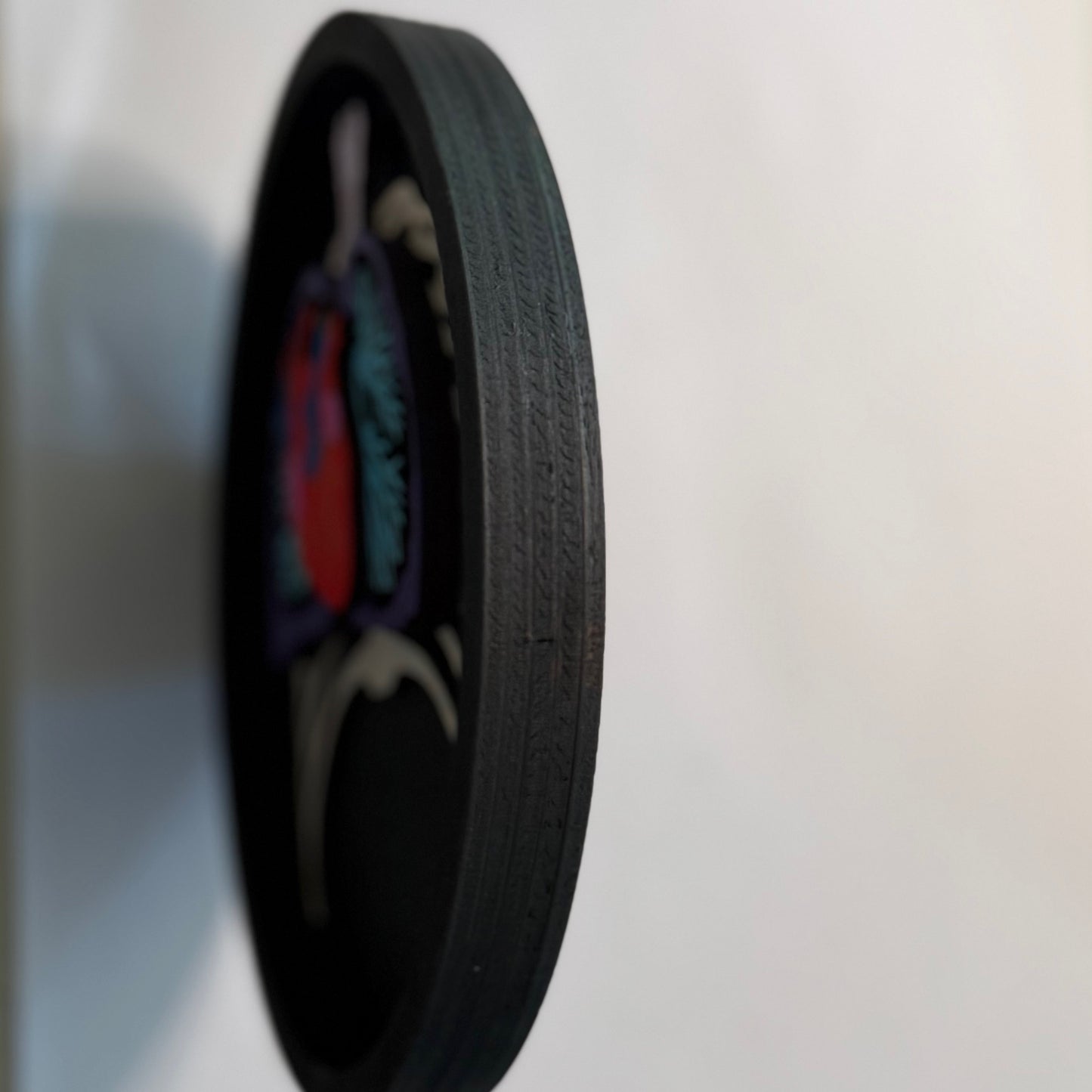 Gothic Wall Art – Hand-Painted Wood, Rib Cage, Heart and Lungs in Black Frame