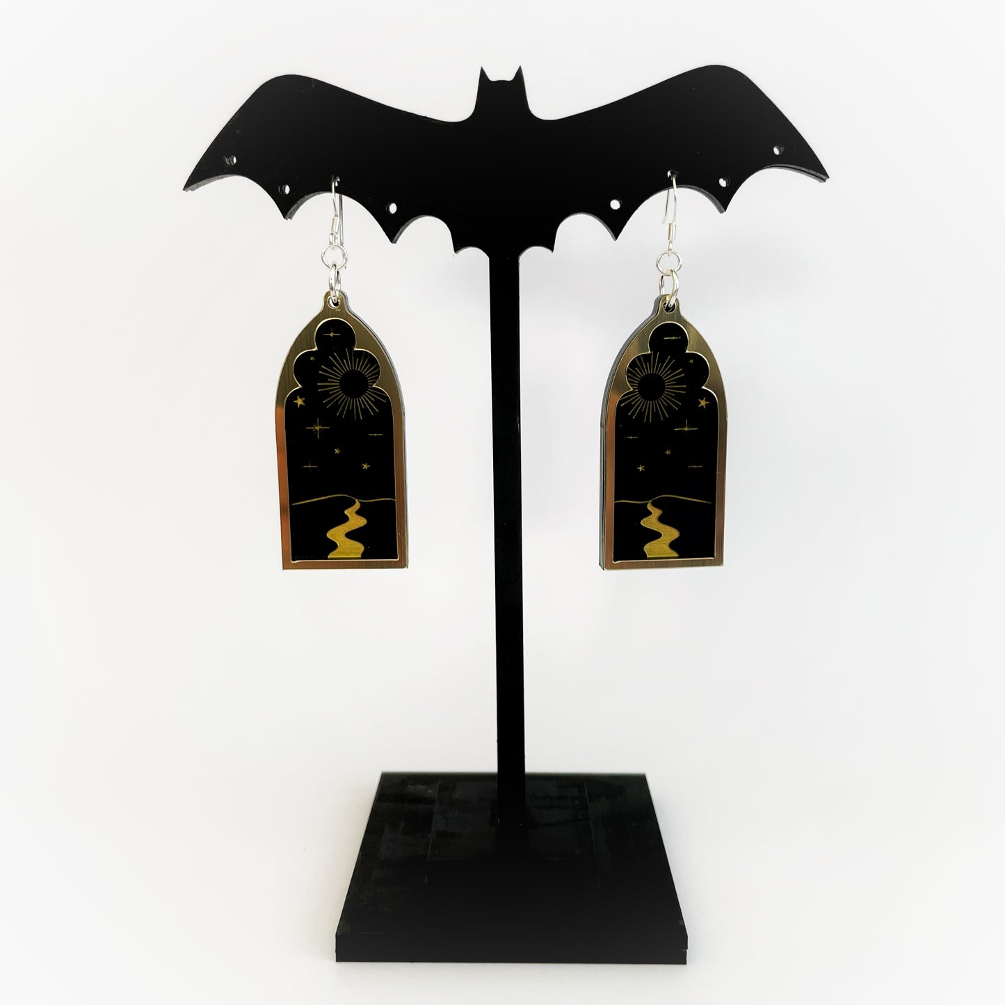 Celestial Night Sky Earrings (Black) - Frame 2