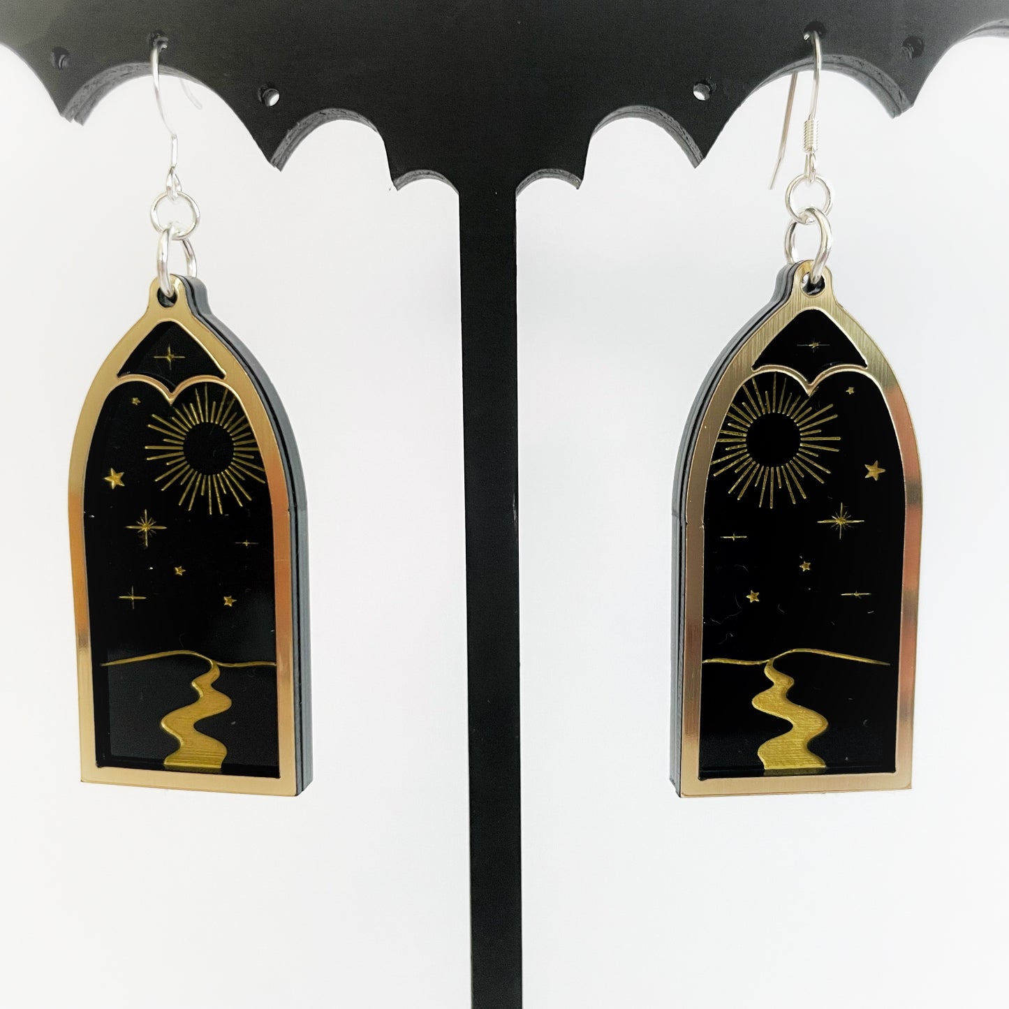Celestial Night Sky Earrings (Black) - Frame 1