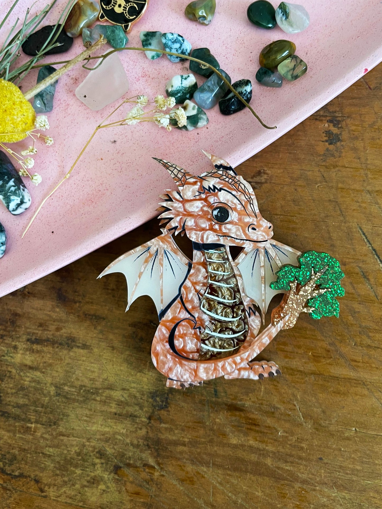 Elemental Dragon Brooch - WOOD DRAGON XXIV